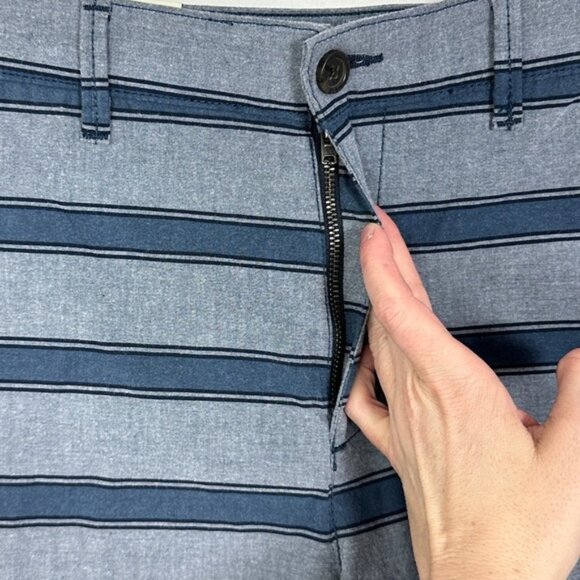 NWT Original Penguin 8inch Striped Chino Shorts Slim Fit Stretch Blue Size 33 Be - Picture 8 of 14